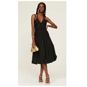 ULLA JOHNSON Kaia Strappy Shirred Drop Waist Cotton Dress Size 10